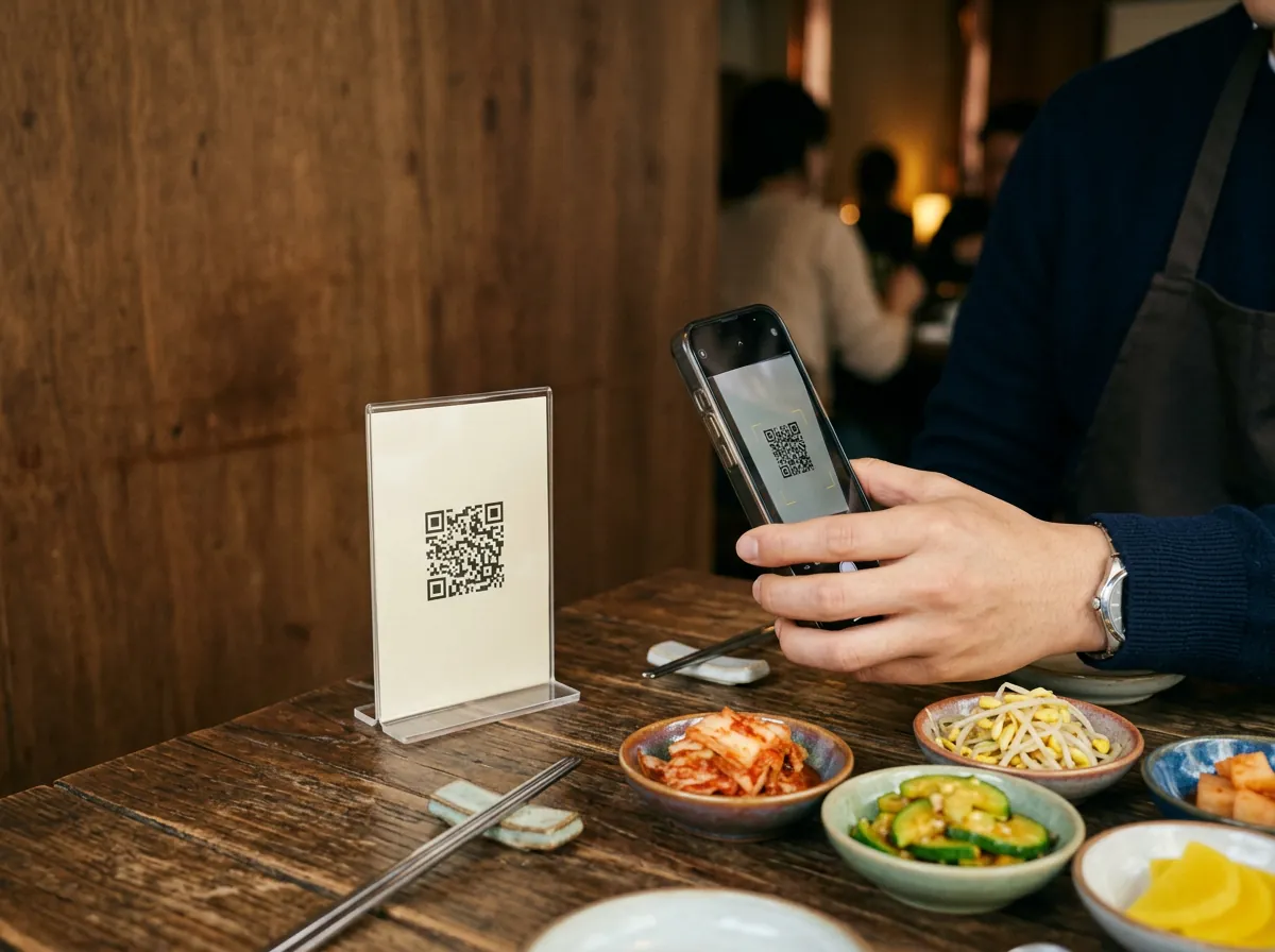 QR 메뉴판 견본 장면 (AI 연출)