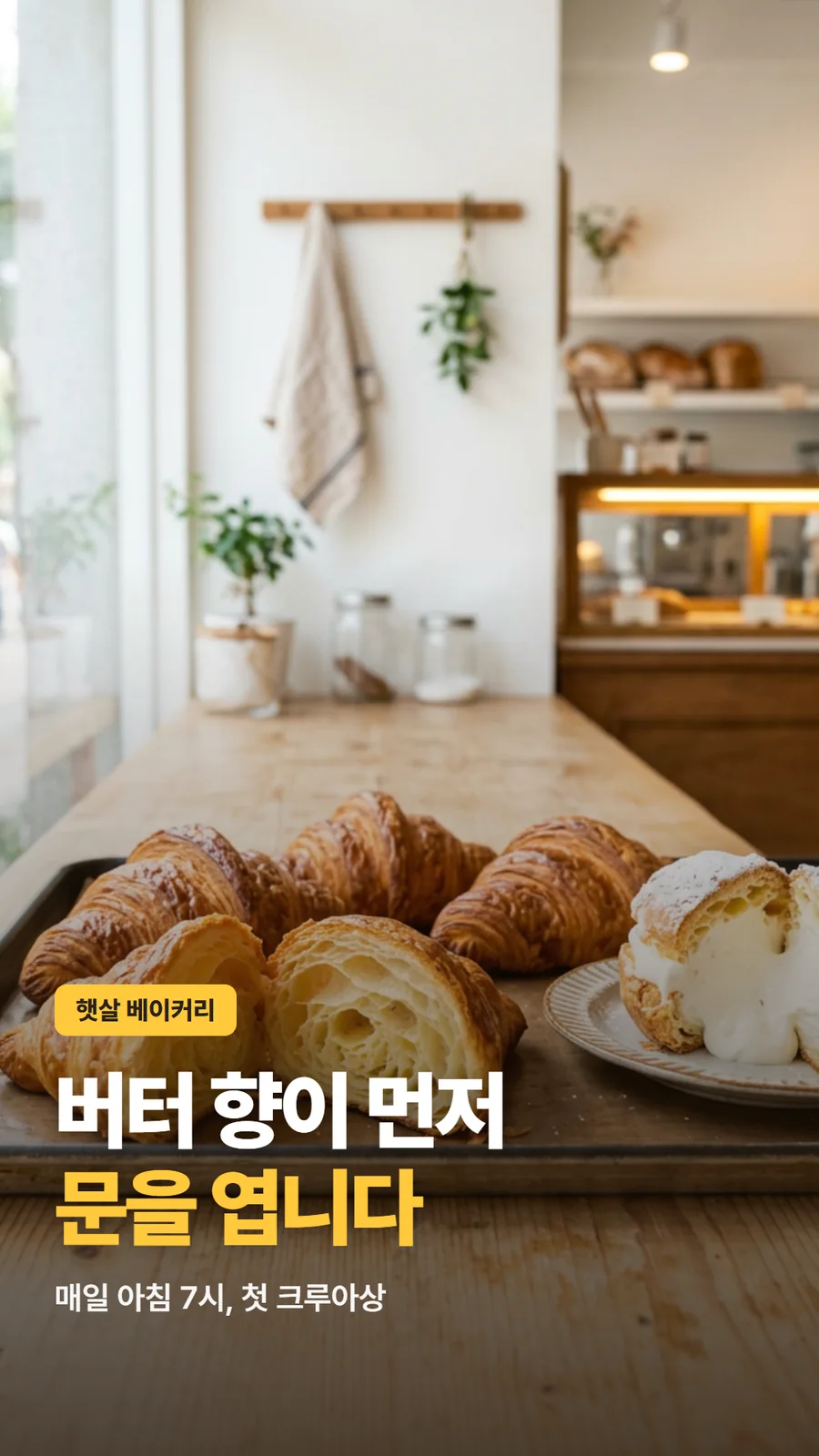 카피가 얹힌 빵집 광고 마지막 장면 (AI)