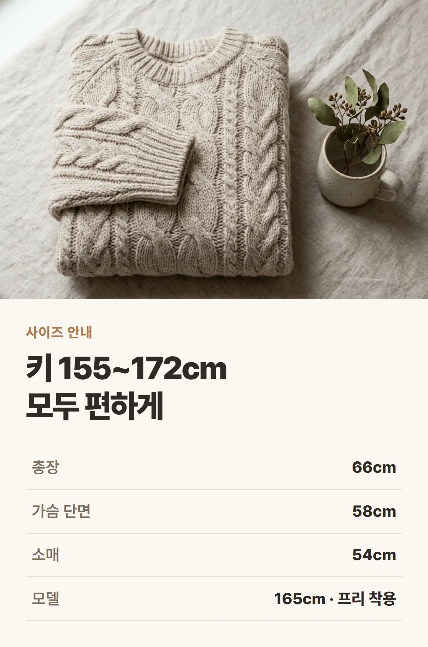 같은 샘플 사이즈 안내 부분